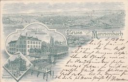 Mannenbach-Litho-Gasthaus z.Schiff-Schloss Arenenberg-1900