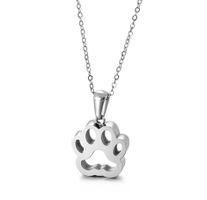 DAMENKETTE EDELSTAHL SILBERFARBEN ELEGANT MOTIV HUNDEPFOTE