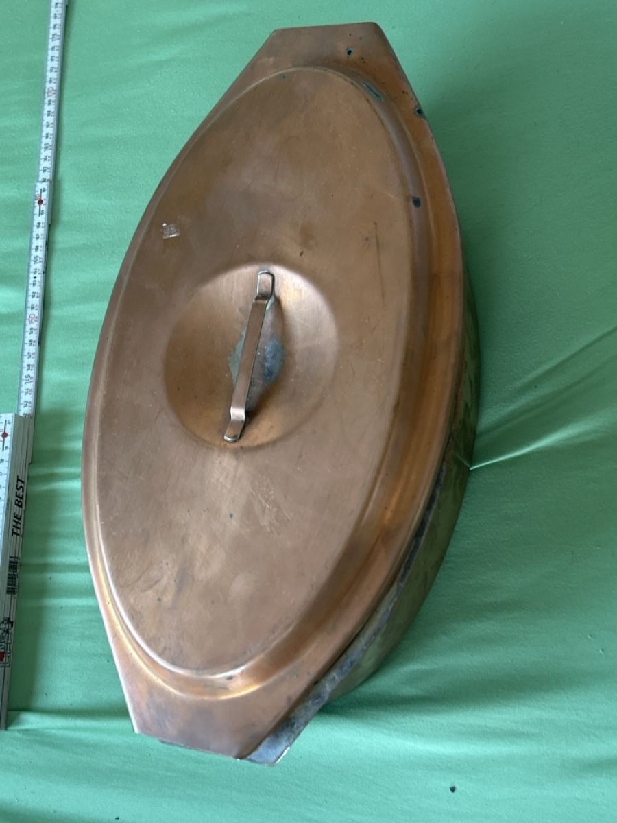 Pentole: Kupfer Bräter oval mit Deckel und Einsatz (I21) – Usato da Neuenhof venduto da SchnaeppliAllerlei
