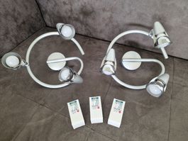 2x Deckenleuchte Deckenstrahle Strahlern 6 LED Glühbirnen +3