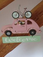 Türschild Auto mit Velo – Willkommen