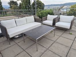 Hochwertige Gartenlounge mit Keramik/Edelstahl Tisch