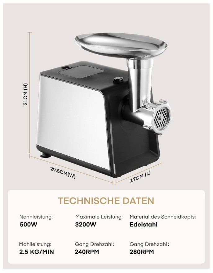 Küchengeräte: FOHERE MG4250R Fleischwolf 3200W max. – Neu – Neu und originalverpackt aus Laufen von Genton 2