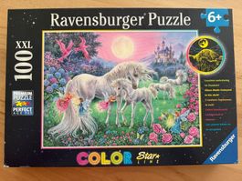 Ravensburger Kinderpuzzle 100 XXL - Einhörner (glow in dark)
