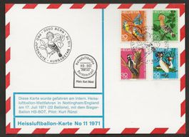 Ballon 1971 Schweiz Grossbritannien FDC PJ 1970 Luftpost