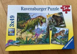 Ravensburger Puzzle 3x49 Dino und Tier Welt 5+ Jahre