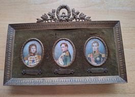 Tableau Triptique Miniature Napoléonien Murat, Ney, Napoléon