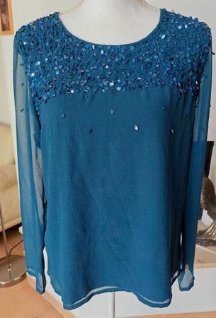 SCHÖNE BLUSE MADISSON EMBROIDERED BY HAND, 40, TIEFGRÜENBLAU