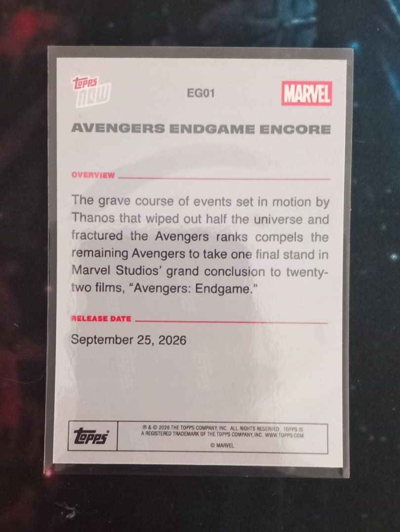 Topps Carte collezionabili: Topps Now MARVEL Avengers Endgame Encore – Nuovo (secondo la descrizione) da Yverdon-les-Bains venduto da fla_z2k7 1