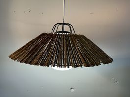 Mid Century Kugellampe mit Bastschirm vermutlich Temde