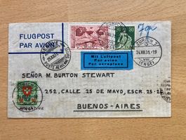Flugpostbrief 1931 nach Buenos Aires mit guter Frankatur