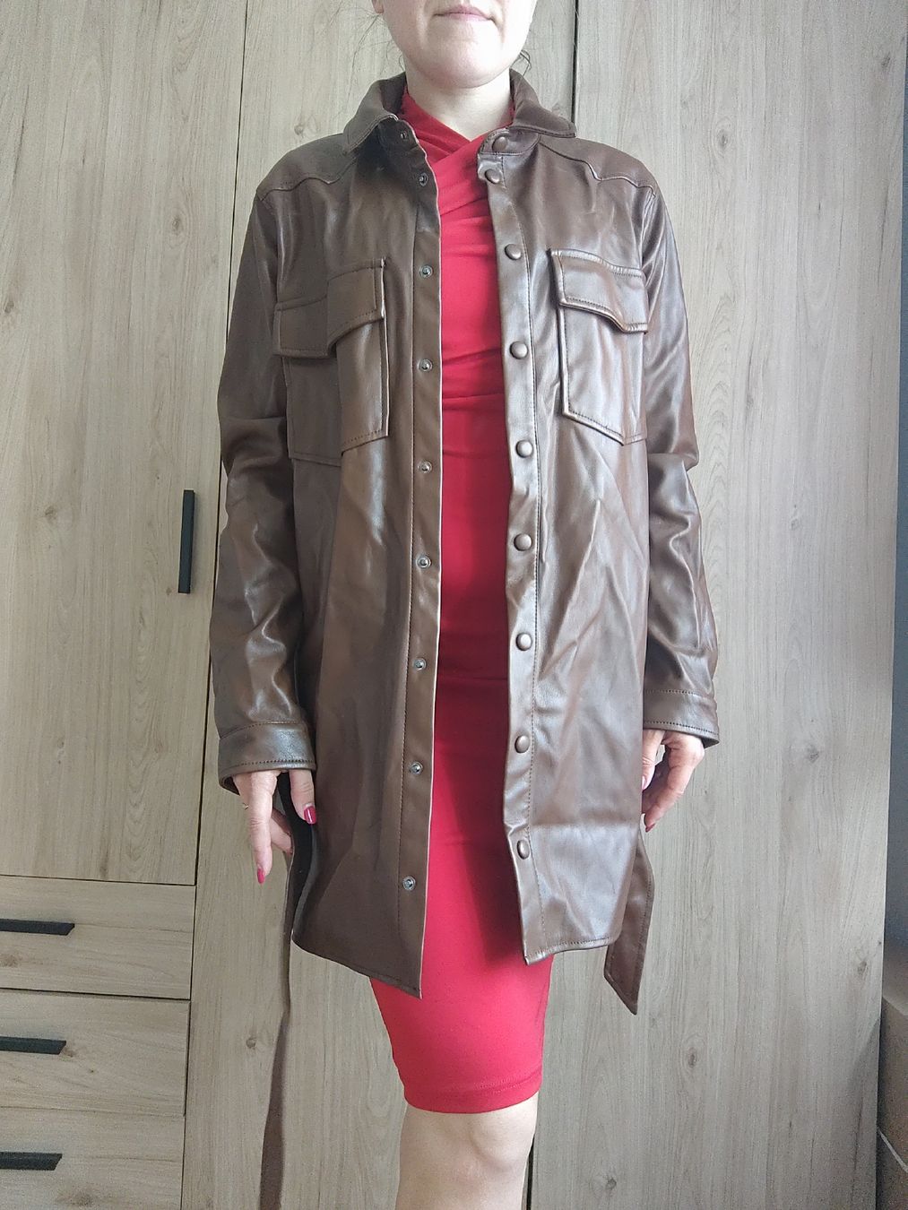 Giacche: Brown Faux Leather Jacket Size 44 – Usato da Mägenwil venduto da VintageGirly 6