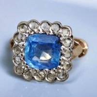 Antiker Saphir Ring mit Diamanten 18ct. 750 Gold Zertifikat✨