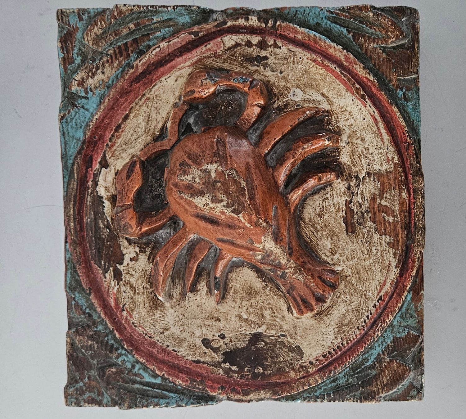 Alle Dekorationen: Antik Holz Relief Sternzeichen Krebs Hand Made – Gebraucht aus Uttwil von TG-Lupa