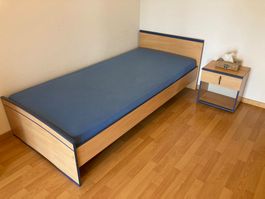 Ensemble chambre enfant bois clair et bleu 3 pièces