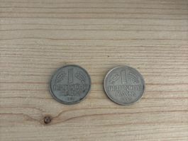 2 Münzen 1 Deutsche Mark, Jahrgänge 1966 & 1990