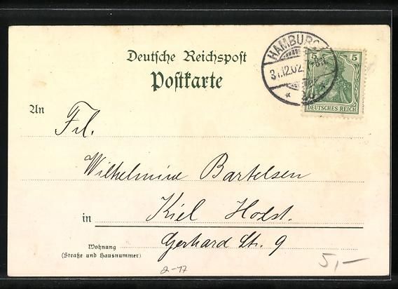 Ansichtskarten: Litho Neujahr!, Postkutsche und Kartensp – Gebraucht aus Berlin von bartko-reher 1