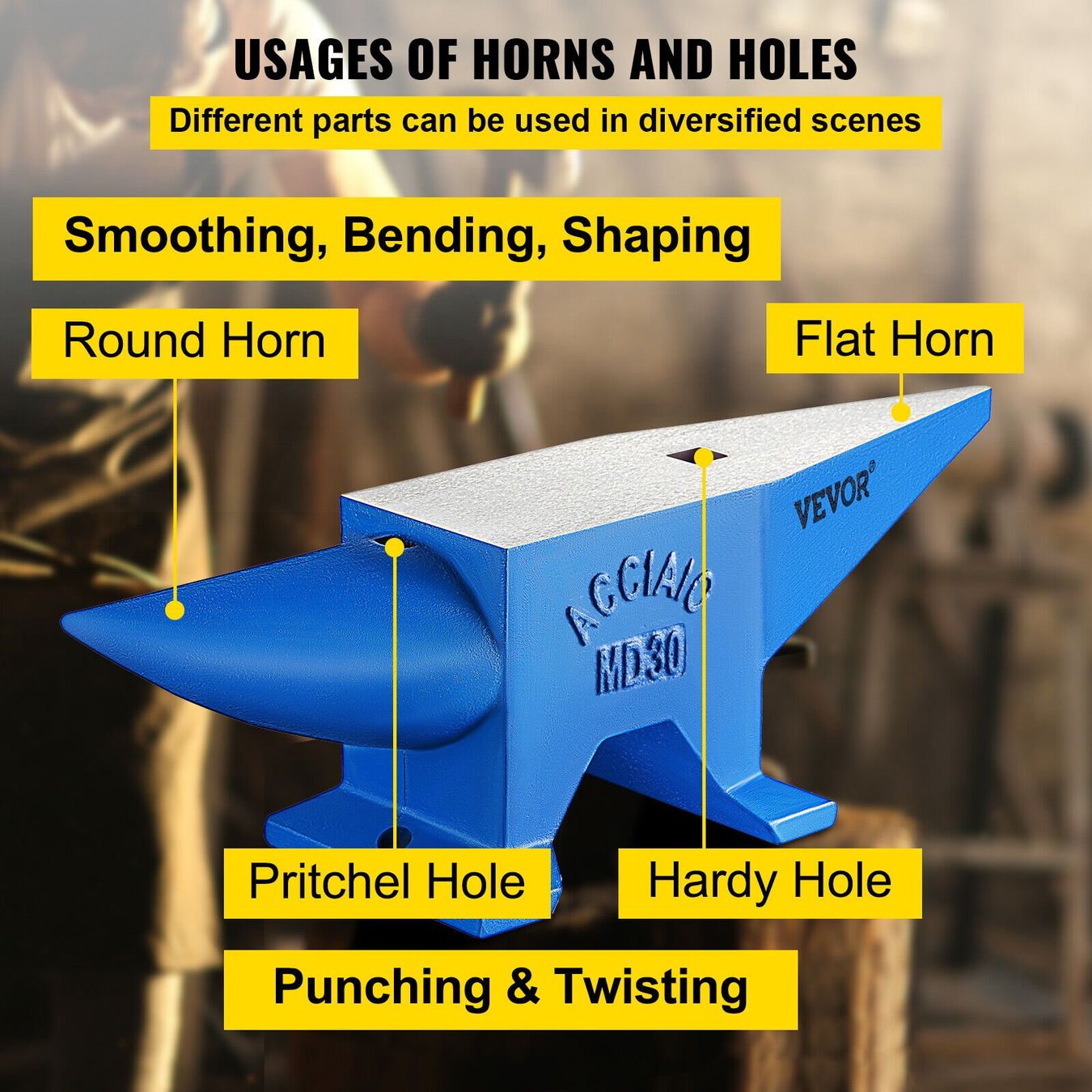 Attrezzi da lavoro: Schmiede Amboss 30kg - Robust - 2 Horn - Blau – Nuovo e nell'imballaggio originale da Wallenwil venduto da toesstal-vertrieb 4