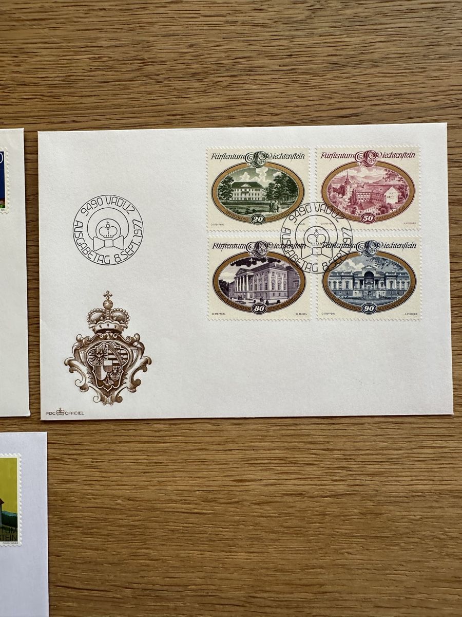 Alle Briefmarken: Liechtenstein - 7x  BAUTEN FDC‘s – Gebraucht aus Schmitten / FR von Samsara169 4