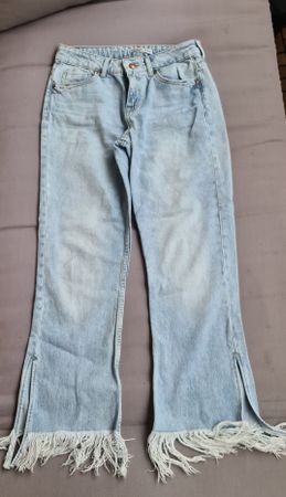 Jeans évasé et taille haute en coton