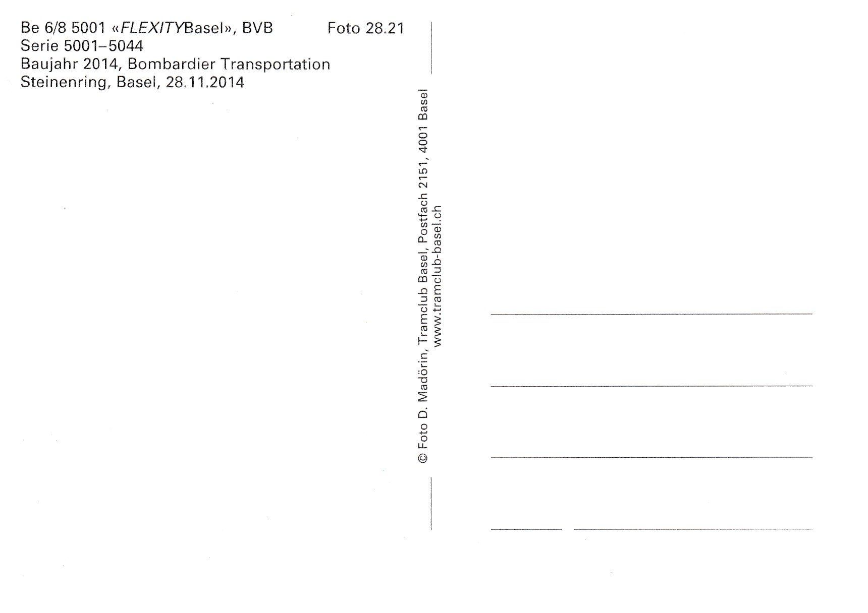Cartoline postali: Strassenbahn Basel BVB Be 6/8 5001 – Nuovo e nell'imballaggio originale da Ettingen venduto da Pantograph163 1