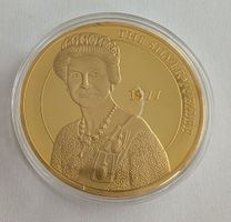 Vergoldete Münze Queen mit Edelstein - 1977