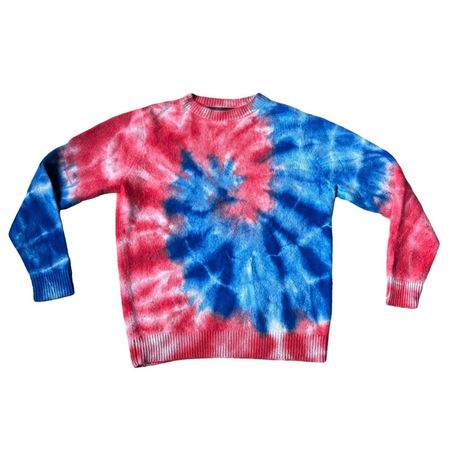 THE ELDER STATESMAN red/white/blue tie-dye Cashmere Sweater