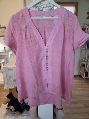 Rosa Leinenbluse, Made in Italy, Gr. M – vom Nile Shop