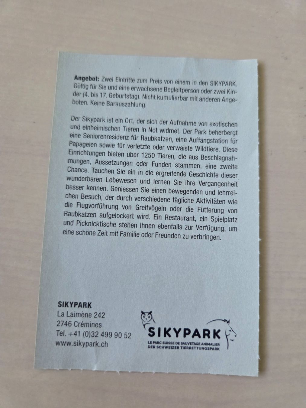 Buoni: Gutschein Sikypark Cremines – Usato da Liestal venduto da ITOlio 1