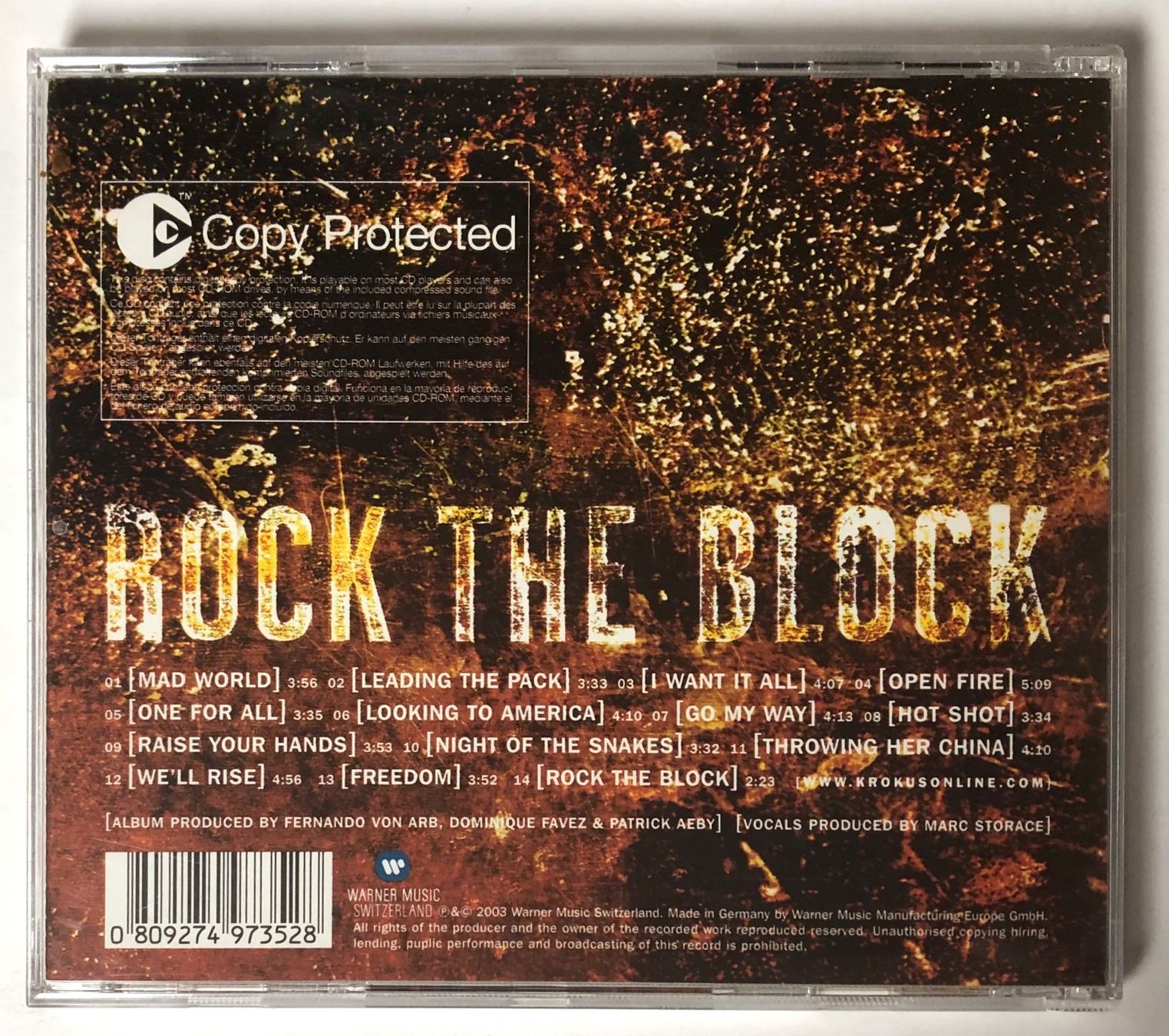 CD: KROKUS - ROCK THE BLOCK – Usato da Poliez-Pittet venduto da Newtown-Records 1