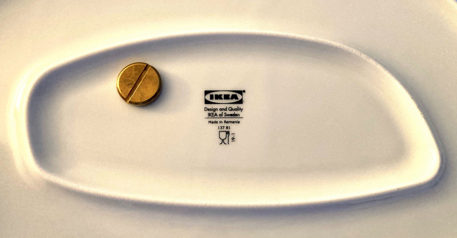 3-fach Etagère Porzellan weiss - Griff goldfarben IKEA