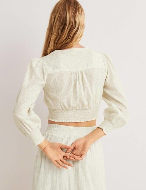 Mini Boden Top: Boden Lurex Smocked Crop Top / Bluse – Nuovo (secondo la descrizione) da Kloten venduto da Capybara123 3