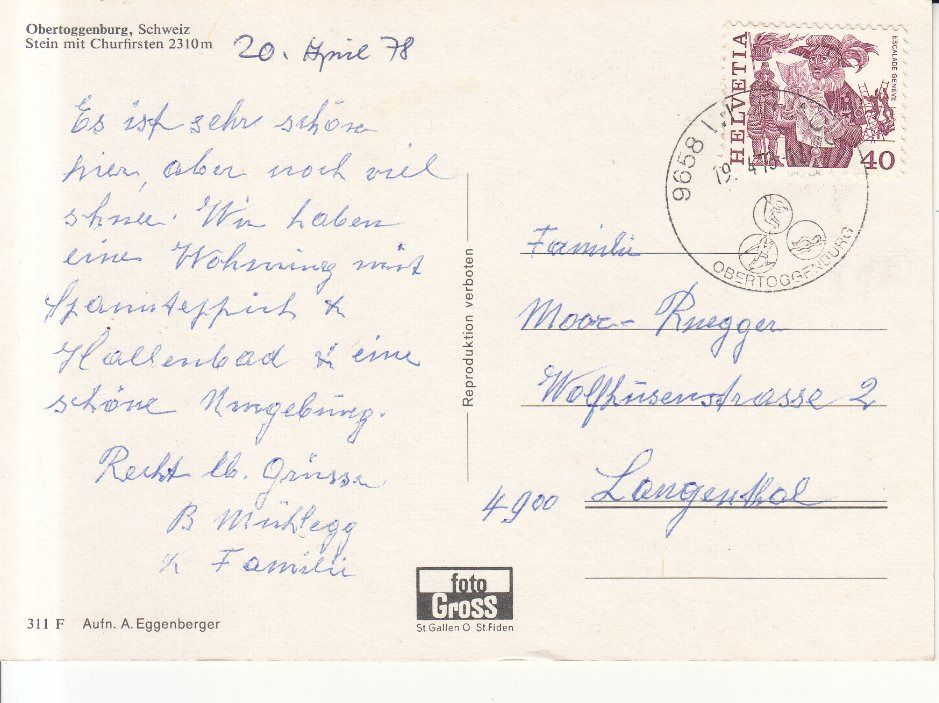 Cartoline postali: Stein 1978 – Usato da Bürglen TG venduto da StampGraf 1