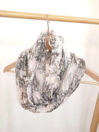Damen Loop Schal 60cm x 75cm Hellrosa Paisley Muster