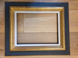 beau cadre à la feuille d'or et bleu dimensions 35x27x cm