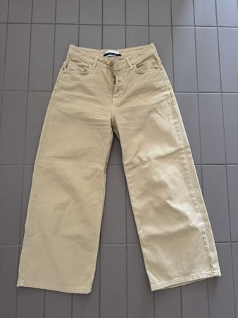 Wide leg Jeans, beige, 38, top Zustand