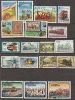 Lot de timbres thématique trains, occasion, divers pays