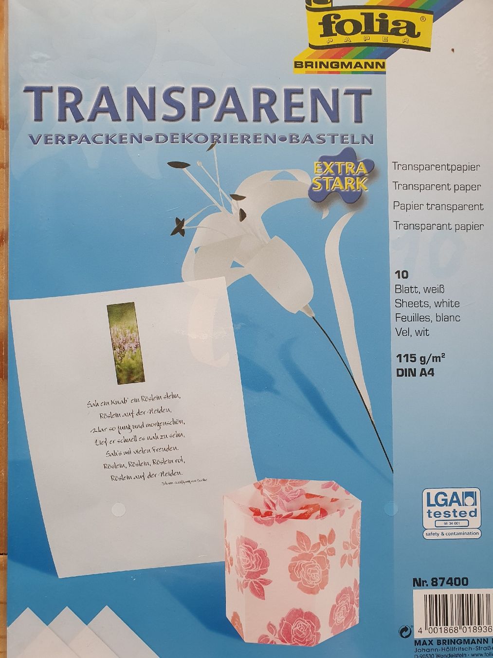 Papiere: Transparentpapier-Bögen – Neu und originalverpackt aus Steinach von Xamax18