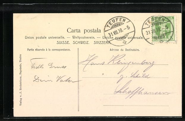 Cartes postales: AK Teufen, Panorama mit Säntis, 1908 – D'occasion à Berlin par bartko-reher 1