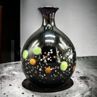 Vase soliflore en verre d'art soufflé noir années 1960/70