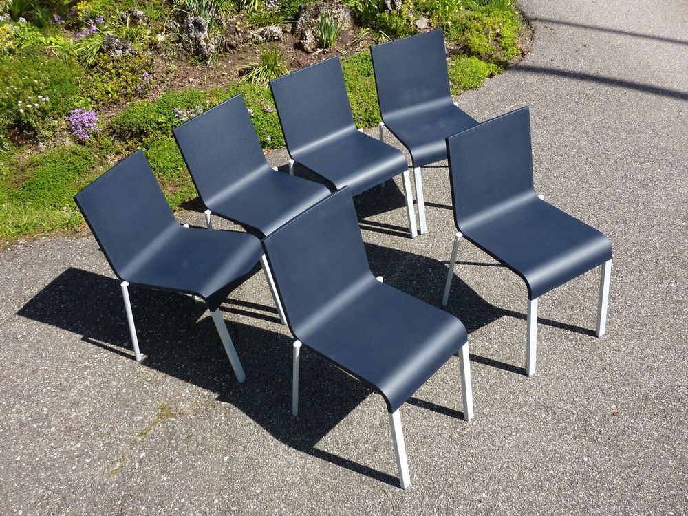 6 Stühle Stapelstühle Van Severen .03 stapelbar Vitra Tisch 1