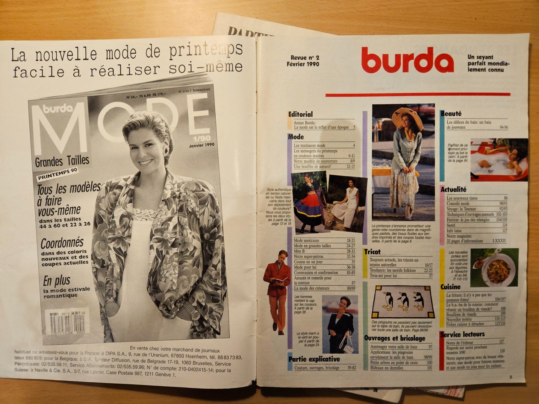Schnittmuster: Burda mode printemps_pantalons_style marin 02/1990 – Gebraucht aus Lausanne von tal_01 1