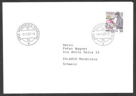 FDC W66 Unwetter ET Mendrisio Stazione 7.9.1987