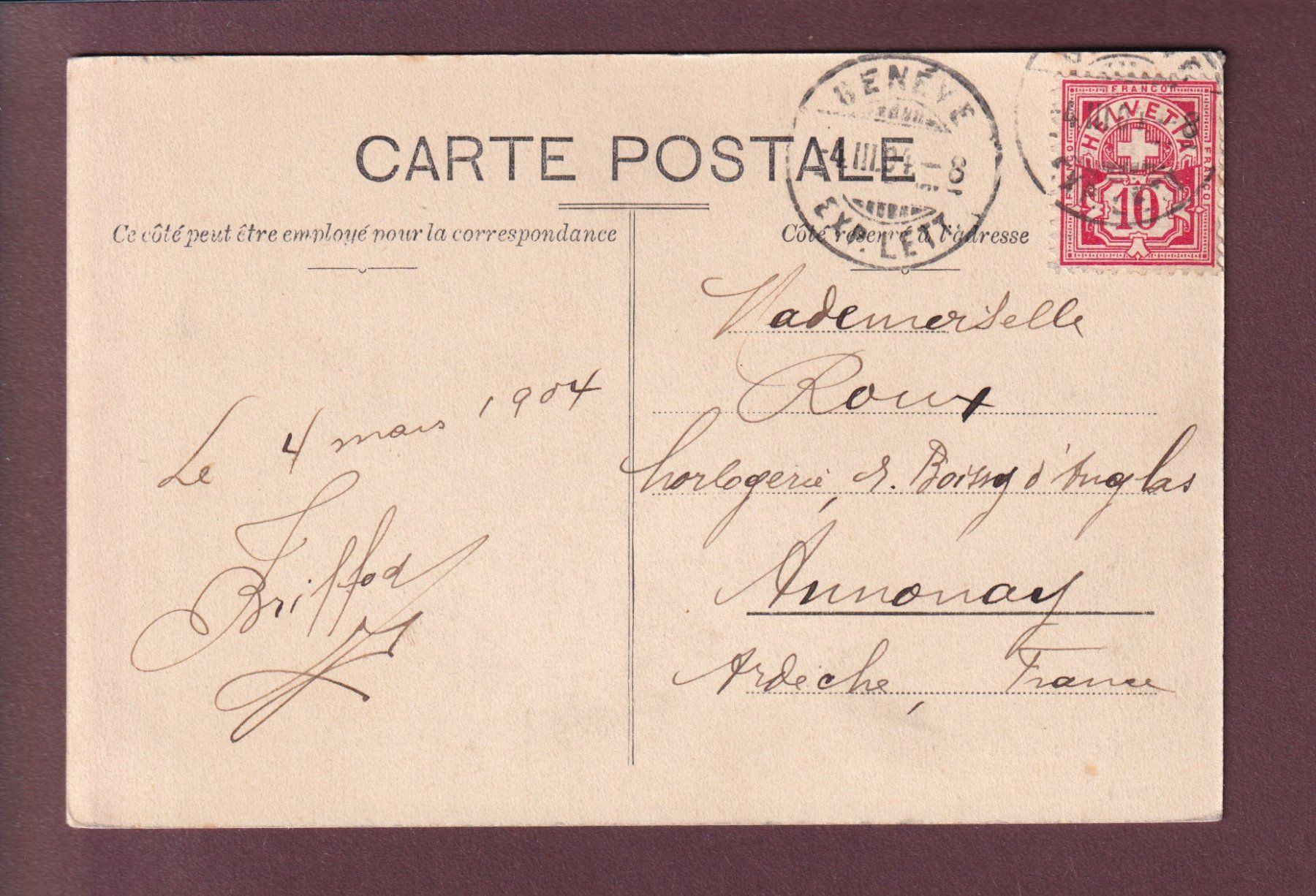 Cartoline postali: GENEVE - La Rade - 1904 – Usato da Pully venduto da nicecards 1
