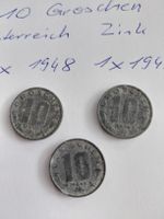 3x 10 Groschen Österreich Zink, Jahrgang 1948 und 49