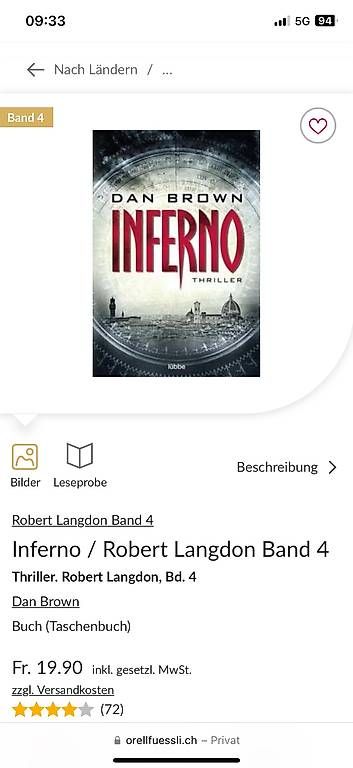 Bücher: INFERNO von Dan Brown – Gebraucht aus Winterthur von Membran95 3