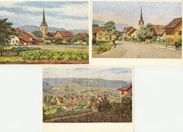 3 AK, Wülflingen Dorfpartie, Wülflingen mit Beerenberg, 1955