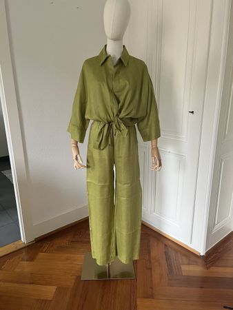 Zara Linen Set - Olive Green - Size S/M- Summer Outfit