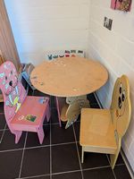 Kinder Tisch mit Stühlen, Basteltisch Massivholz