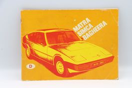 Matra Simca Bagheera 1976 Betriebsanleitung